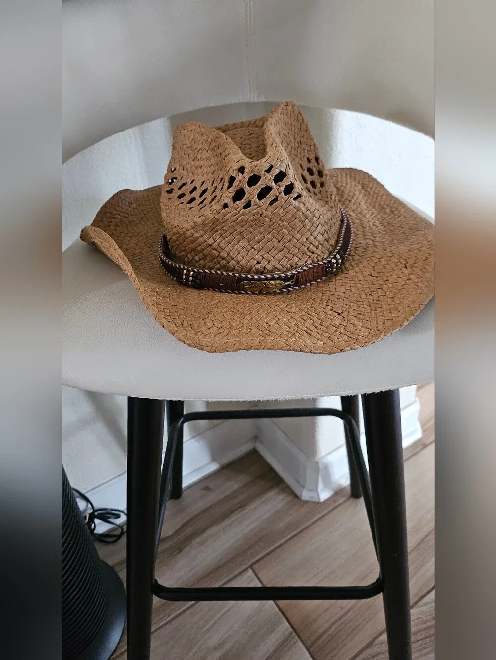 Coppell Straw Cowboy Hat One Size Western Ranch Cowgirl Sun Hat Braided Band Tan